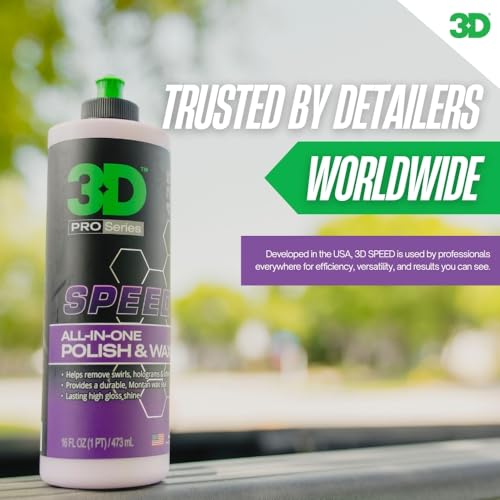 3D Speed All-In-One Polish & Wax – Scratch & Swirl Remover, Clear Coat Safe Paint Sealant – High Gloss Finish, Easy Application – 16oz – Made in USA - size: 16 Fl Oz (Pack of 1)