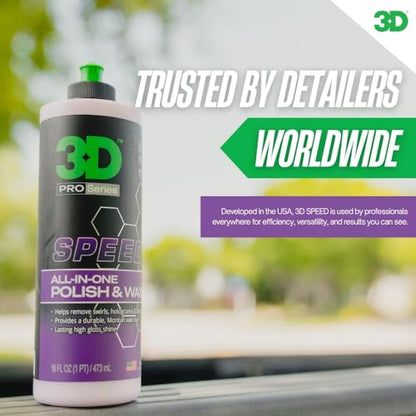 3D Speed All-In-One Polish & Wax – Scratch & Swirl Remover, Clear Coat Safe Paint Sealant – High Gloss Finish, Easy Application – 32oz – Made in USA - size: 32 Fl Oz (Pack of 1)