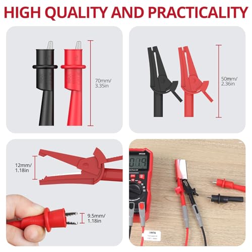 BINTA 28PCS Silicone Multimeter Leads Kit with Replaceable Test Probes | 4PCS Alligator Clips Test Hook Storage Bag, Gold-Plated Multimeter Test Leads Kit for Industrial Car Electrical Testing Home - style: 28PCS