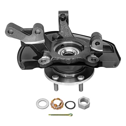 Detroit Axle - FWD Front Steering Knuckles & Wheel Hub Bearings + Struts w/Coil Spring Replacement for Jeep Patriot Compass - 4pc Set - size: 4QU48605/ Big strut kit