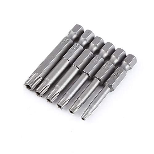 Yakamoz 12pcs 1/4 Inch Hex Shank T5-T40 Torx Head Screw Driver Bit Set Security Tamper Proof Star 6 Point Screwdriver Kit Tools - color: 12pcs/ 50mm