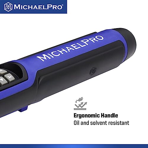 MichaelPro 3/8 Digital Torque Wrench with Angle Function, 10 to 100 ft-lbs (10 to 135 Nm), Target Torque Multi-Alert System, 10 Available Presets | MP001224 (3/8" Drive Fixed Head) - size: 3/8" Drive Fixed Head