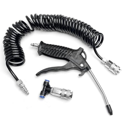 BDZMC Air Blow Gun Kit, Truck Air Duster Gun Cleaning Nozzle Kit, Heavy Duty Air Seat Blow Spray Tool with 5m Long Coil PU Air Hose for Cars, Trucks, Semi Trailers