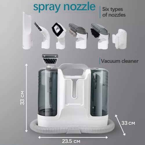 Carpet Cleaner Machine Upholstery - 450W Shampooer Couch Cleaning Portable Vacuum Rug Sofa Car Seat Fabric Mattress Pet Spot Extractor for Furniture Water Hand Held Scrubber