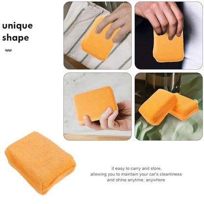 Garneck 5pcs Car Polishing Pads and Wax Applicator Set for Drill, Orange Rectangular Buffing Pads for Car Detailing, Cleaning, Tire Shine, and Glass Defogging