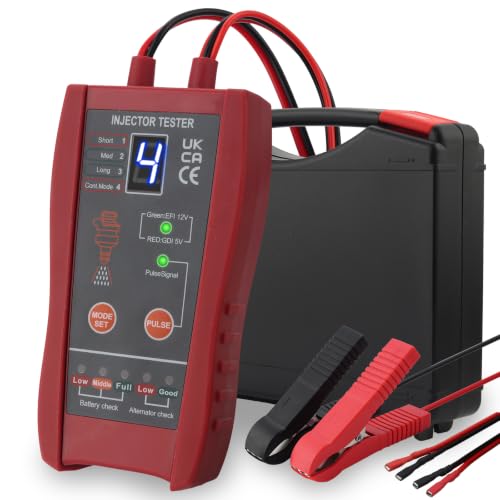 EYPINS 2 in 1 Automotive Fuel Injector Tester Cleaner Kit & Battery Check | Universal for EFI /GDI Injector Cleaning,Clogging Test,8 Pulse Modes,Dual Channel,Battery Alternator Diagnostic Tool
