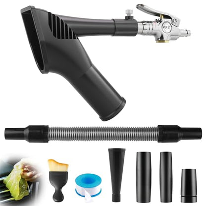 GOCCIDA 2IN1 Tornado Car Cleaning Gun & Vacunm Gun with Ergonomic Grip | Multifunctional Car Cleaning Kit with Metal Nozzle,Extractor Vacuum Set Quickly Blasts Dirt and Dust from Surface with Air - color: silver