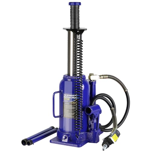 20 Ton Air Hydraulic Bottle Jack with Manual Hand Pump, Heavy Duty Auto Truck Travel Trailer Repair Lift for Pickup Truck, RV, Auto Repair, Industrial Engineering and Heavy Equipment (Blue) - color: Blue, size: 20 Ton