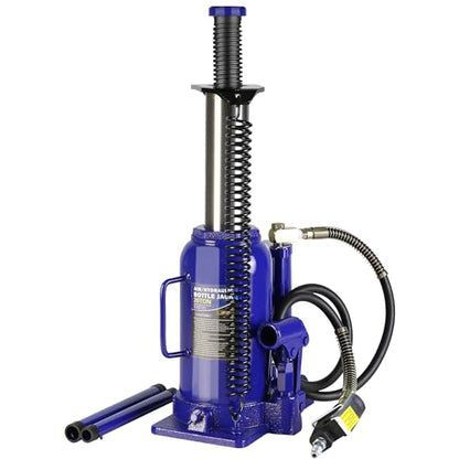 20 Ton Air Hydraulic Bottle Jack with Manual Hand Pump, Heavy Duty Auto Truck Travel Trailer Repair Lift for Pickup Truck, RV, Auto Repair, Industrial Engineering and Heavy Equipment (Blue) - color: Blue, size: 20 Ton