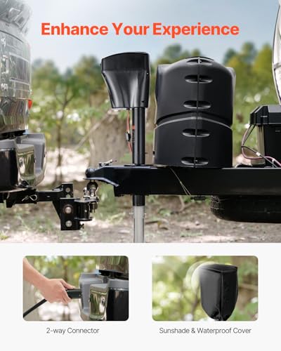 VEVOR Electric Trailer Jack, 5000 lbs, Heavy Duty RV Electric Power Tongue Jack with 2 Way Connector, Manual Crank Handle & Weatherproof Jack Cover, 10"-28.3" Lift, for RVs, Trailers & Campers, Black - size: 5000 lbs