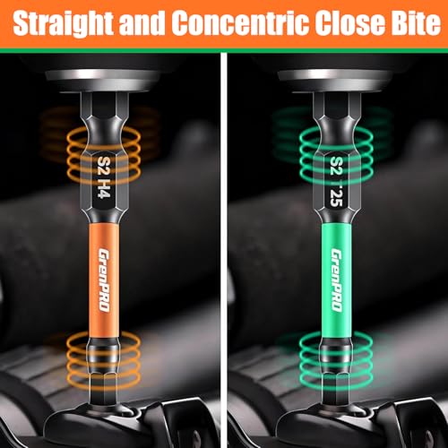 GRENPRO 33Pcs Impact Screwdriver Bits Set, 2" Allen Wrench & Torx Drill Bit Set (SAE & Metric), S2 Steel Magnetic 1/4" Hex-Shank CNC Machined Bit Set with Storage Box for Automotive DIY & Home Repair - size: 33pcs(Trox&Metric&SAE)