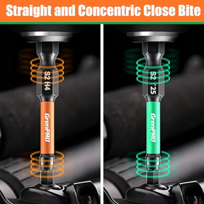 GRENPRO 33Pcs Impact Screwdriver Bits Set, 2" Allen Wrench & Torx Drill Bit Set (SAE & Metric), S2 Steel Magnetic 1/4" Hex-Shank CNC Machined Bit Set with Storage Box for Automotive DIY & Home Repair - size: 33pcs(Trox&Metric&SAE)
