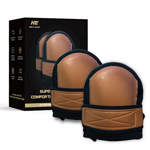 Super Soft Leather Knee Pads for Work with Wide Single Non-Slip Strap, Shorts Available, Replaceable Inner Cushion Knee Pads for Construction, Garden, Clean, Floor and Garage - color: Beige upgrade leather