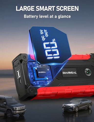 Sharmeal Car Jump Starter 7000A, Jump Starter Battery Pack with PD 30W Quick Charger, 12V Portable Jump Box (for All Gas and 12.0L Diesel) with 4 LED Light - color: 7000A+PD30W+Fast Charging (Enhanced Version 2025)