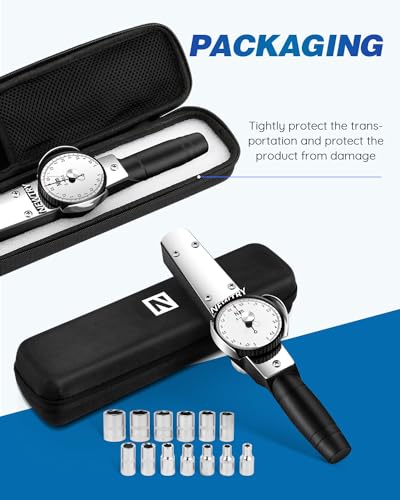 NEWTRY 0.5-5 N.m Torque Wrench with Sockets Set (4-14mm), Precision Torque Meter, 1/4 inch pound Dial Torque Force Tester