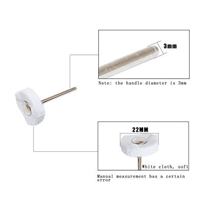 Little Buffer Wheels Buffing and Polishing Wheel for Rotary Drill Tools White,3mm Mandrel 20 Pieces