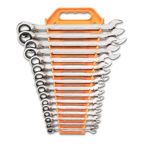 GEAWRENCH 16 Pc. Reversible Ratcheting Combination Wrench Set, Metric - 9602N