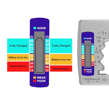 UMLIFE 4PACK BT-886 Battery Tester Checker BatteryTester for Battery C D 9V AA AAA 1.5V -Sliver - color: 4PCS BT-886 Sliver