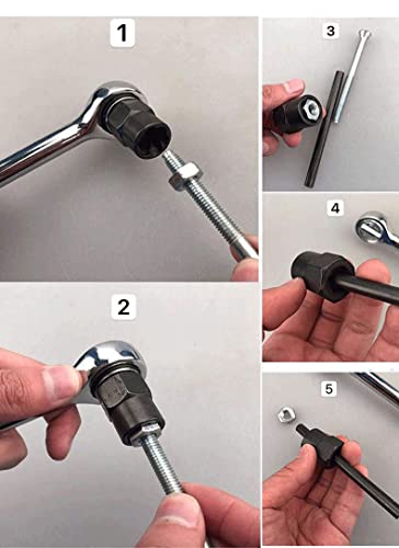 10 Pcs Impact Bolt & Nut Remover Set, Bolt Screw Extractor Set, Nut Remover Tool with Aluminium Storage Case for Removing Damaged Frozen Rusted Rounded-Off Bolts Nuts - color: Long Socket
