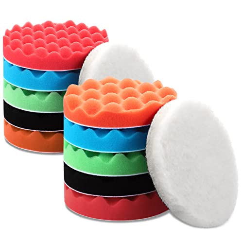 BBTO 12 Pieces Buffing Polishing Pads 6 Inch Compound Buffing Sponge Pads Cutting Polishing Kit for Car Buffer Compounding and Waxing | Sponge Cutting Pads, Car Waxing Compounding, Bulk Pack, Compatible with 6 in Buffer