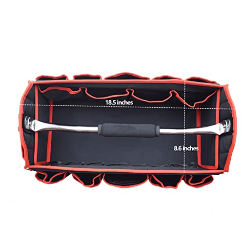 TOOLEAGUE 19 Inches Heavy Duty Tool Bag 25 Pockets,1680D Fabric Tool Bags with Strong Molded Base,Multi-pocket Tool Organizer with Adjustable Shoulder Strap