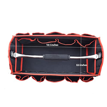 TOOLEAGUE 19 Inches Heavy Duty Tool Bag 25 Pockets,1680D Fabric Tool Bags with Strong Molded Base,Multi-pocket Tool Organizer with Adjustable Shoulder Strap