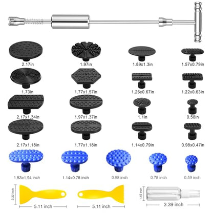 Dent Puller - 37pcs Paintless Dent Repair Kit, Car Dent Remover with T-bar Slide Hammer Dent Puller for Car Dent Repair and Metal Surface Dent Removal