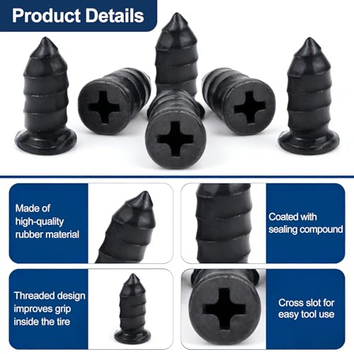72 PCS Tire Repair Rubber Nail Kit, Vacuum Tire Repair Kits Spiral Rubber Screws, Quick Self-Service Tool for Car, Truck, Motorcycle, Tractor Tire Puncture Repair (72 PCS Screwdriver included)