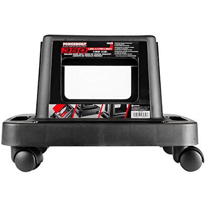 Powerbuilt Heavy Duty Injection Rolling Work Seat, Under-seat Storage Holds Tools, 3 Trays in Base Hold Tools and Small Parts, 350-pound Load Capacity - 620526