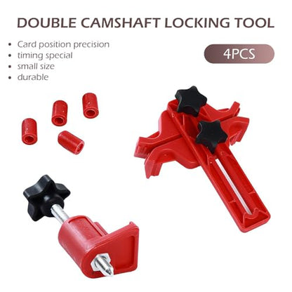 9 PCS Engine Twin Camshaft Timing Tool Kit, Compact Construction, Bumped Non-slip Timing Locking Camshaft Sprocket Clips, Portable Repair Kit, Universal Fit for Most Cars (Red)