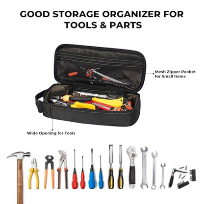 Portable Small Tool Bag, Organizer Storage Box for EDC, Motorcycle, Road Bike, Electricians and More with US Flag Patch and Heavy Duty Grab Handle, Multi-Purpose Utility Work Organizer Bag