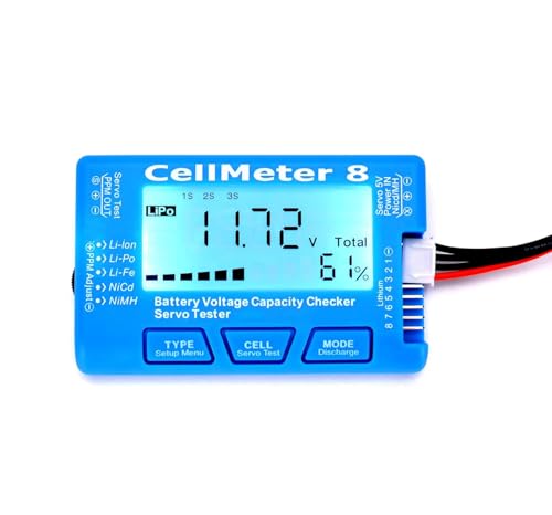 RC Cellmeter 8 Digital Battery Capacity Checker Controller Tester Voltage Tester for LiPo Life Li-ion NiMH Nicd Cell Meter (8 in 1 cellmeter) - color: blue with LCD backlight