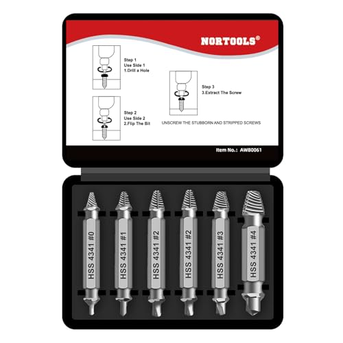 Damaged Screw Extractor Set，6pcs Stripped Screws Nuts Bolts for Removing Rusted and Damaged Hardware, Nuts and Bolts, Drill Bit Tools - color: 6pcs-screw Extractor Set
