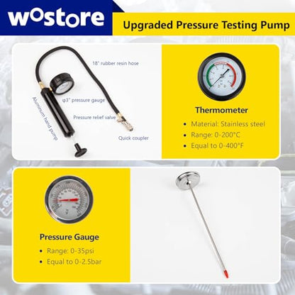 Wostore 33pc Coolant Pressure Tester Kit, Radiator Cooling Filling System Vacuum Pump Leak Test with 23 Adapters for Tesla Model 3/Y, BMW, Ford, Toyota... Universal for Auto Car Airlift 2025 New