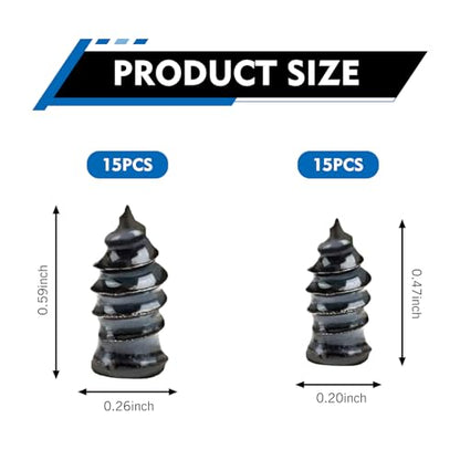 30 PCS Tire Repair Rubber Nail Kit, Vacuum Tire Repair Screws Tire Plug Kit, Fast Tool Self Service Tire Repair Nail, Universal for Most Cars SUVs and Trucks (Black) - size: 30 PCS