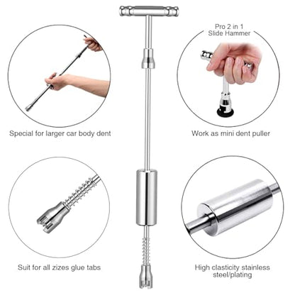 GLISTON Car Paintless Dent Repair Tool, Dent Removal kit for Automobile Body/Motorcycle Body/Refrigerator Body/Truck Body/Washing Machine Body Dent Remove - size: L