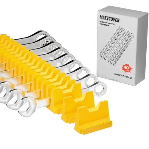 40PCS Modular Wrench Organizer Wrench Holder for Tool Drawer Storage | Wrench Tool Organizers, Wrench Storage Set, with Metric & SAE Label, Wrench Rack Tool, for Men, Yellow - color: Yellow, size: 40 PCS