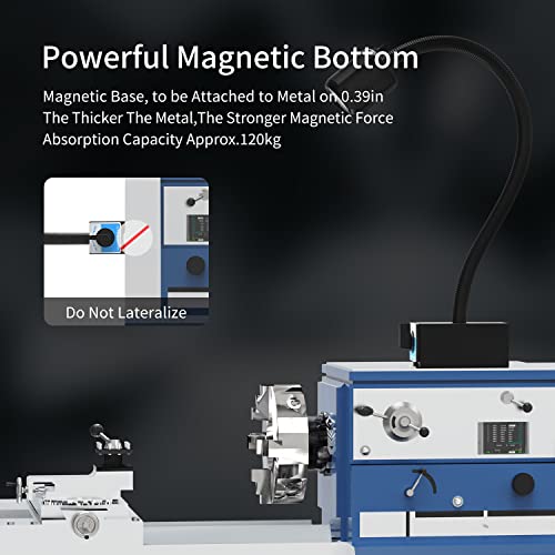 Magnetic Work Light,8W Lathe Machine Light with 12T Magnetic Base,Led Work Light for Lathe Machine/Drill Press - size: 8W Work Light + 12T Magnetic Base