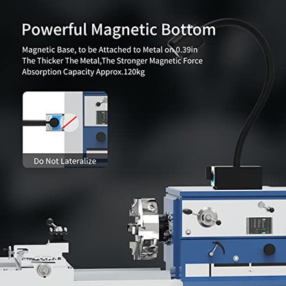 Magnetic Work Light,8W Lathe Machine Light with 12T Magnetic Base,Led Work Light for Lathe Machine/Drill Press - size: 8W Work Light + 12T Magnetic Base