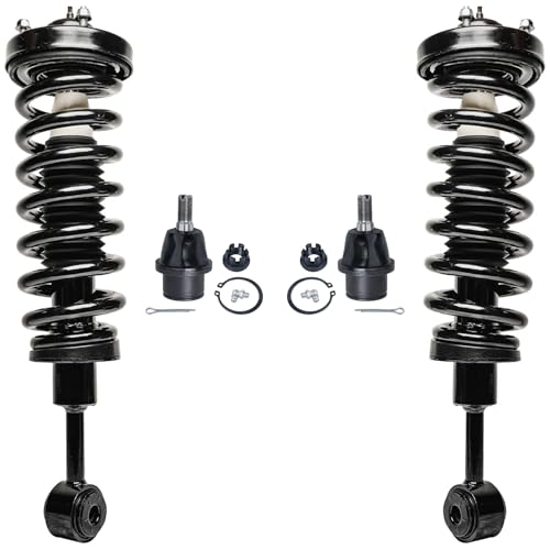 Detroit Axle - 4WD Front Struts Ball Joints for Ford 2004-2008 F-150, 2006-2008 Lincoln Mark LT 2 Struts with Coil Spring 2 Lower Ball Joints 2007 Replacement Suspension Kit - size: 4QS42850/ Big strut kit