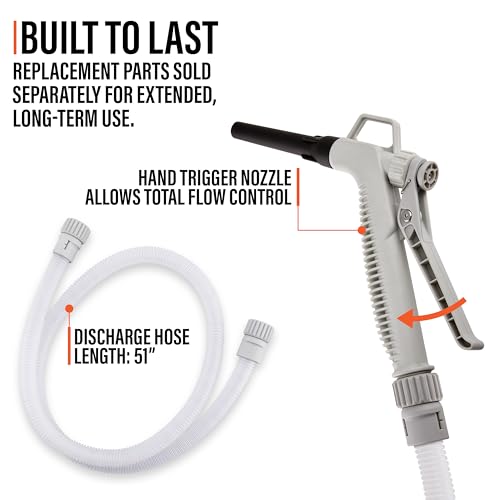DEWAY Automatic Fuel Transfer Pump with Nozzle for Quick Flow Control & Stop, Powerful A Battery Powered with USB-C, 51 Inch Extra Long Hose Fits All Size Cans, Portable Pump Transfers - 3.8 Gal/Min - style: Hand-Trigger Nozzle