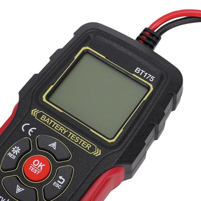Digital Battery Analyzer with Backlight CCA Tester for Batteries, Bad Contact Alert, Onekey Precise Testing, Portable Car Battery Life Checker for Outdoor Repairs