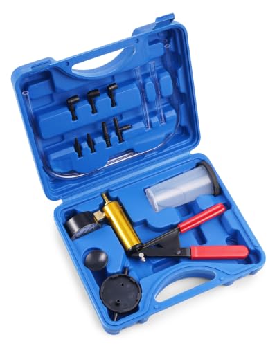 Brake Bleeder Vacuum Pump Kit, Automotive Vacuum Brake Bleeding Tool for Flush Brakes | Manual Brake Fluid & Power Steering Fluid Extractor, Self Brake Bleed Kit for Motorcycle & Car, Blue
