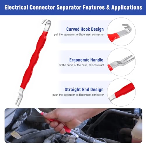 7 Pcs Electrical Disconnect Pliers, Electrical Connector Removal Tool | Connector Separator, Hose Clamp Pliers, Terminal Removal Tools, Work Gloves & Tool Bag - for Automotive Electrical Connector