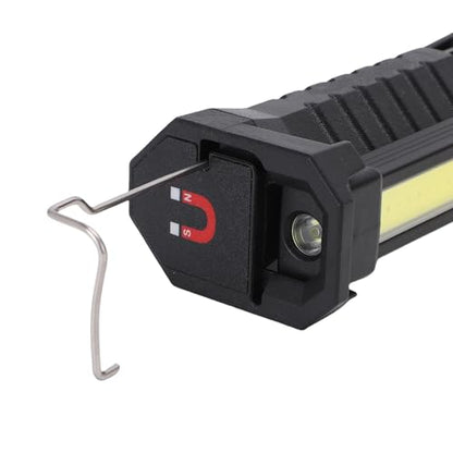 Keenso Magnetic Work Light with 360 Degree Rotation, 5 Modes and Retractable Hook, with Built in 1200mAh Battery and Type C Charging, for Mechanics, Car Repair, Garage and Emergency Use (Black)