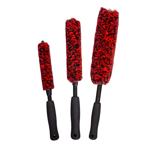 Metal-Free Wheel Brushes(3 Pack), Wheel Brush, Soft, Dense Fibers Clean Car Rim Wheels Safely… - color: Black EVA