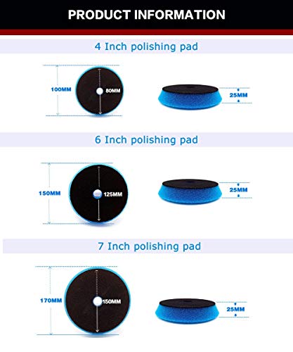 Jinchao-polishing Pads, Sponge Different Hardness Polishing Car Sponge Pad, 4/6/7 Inch Polish Pads, for Dual Action Polisher,Polishing (Color : 6Inch Yellow x 5pcs) - color: 6inch Yellow X 5pcs