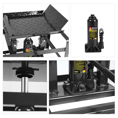 2 Pack Car Ramps 5T 10000lbs Car Ramps for Oil Changes Hydraulic Low Profile Car Lift Service Ramps Truck Trailer Portable Car Ramps for DIY Repair Stores Auto Beauty Stores,Black - size: Black