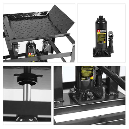 2 Pack Car Ramps 5T 10000lbs Car Ramps for Oil Changes Hydraulic Low Profile Car Lift Service Ramps Truck Trailer Portable Car Ramps for DIY Repair Stores Auto Beauty Stores,Black - size: Black