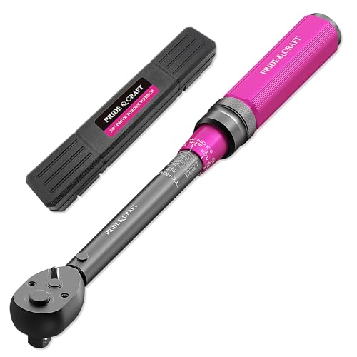 PRIDE&CRAFT 3/8 Inch Drive Click Torque Wrench, 3% High Precision Adjustable Dual Direction, 72-Tooth, 5-50 lbf.ft/6.8-68 Nm Torque Wrench for Bike, Motorcycle and Car Repair, Pink Black - color: Pink Black